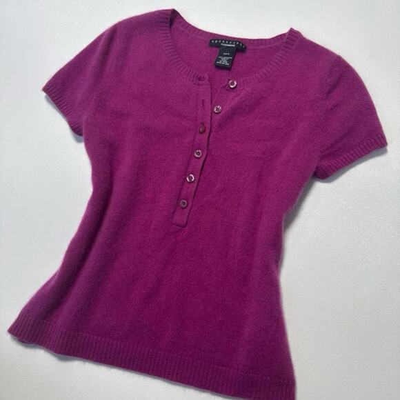 Apostrophe 100% Cashmere Short Sleeve Sweater - Picture 1 of 5